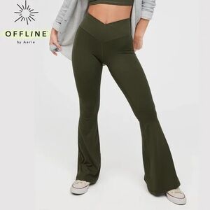 OFFLINE By Aerie Real Me High Waisted Crossover Rib Super Flare Legging